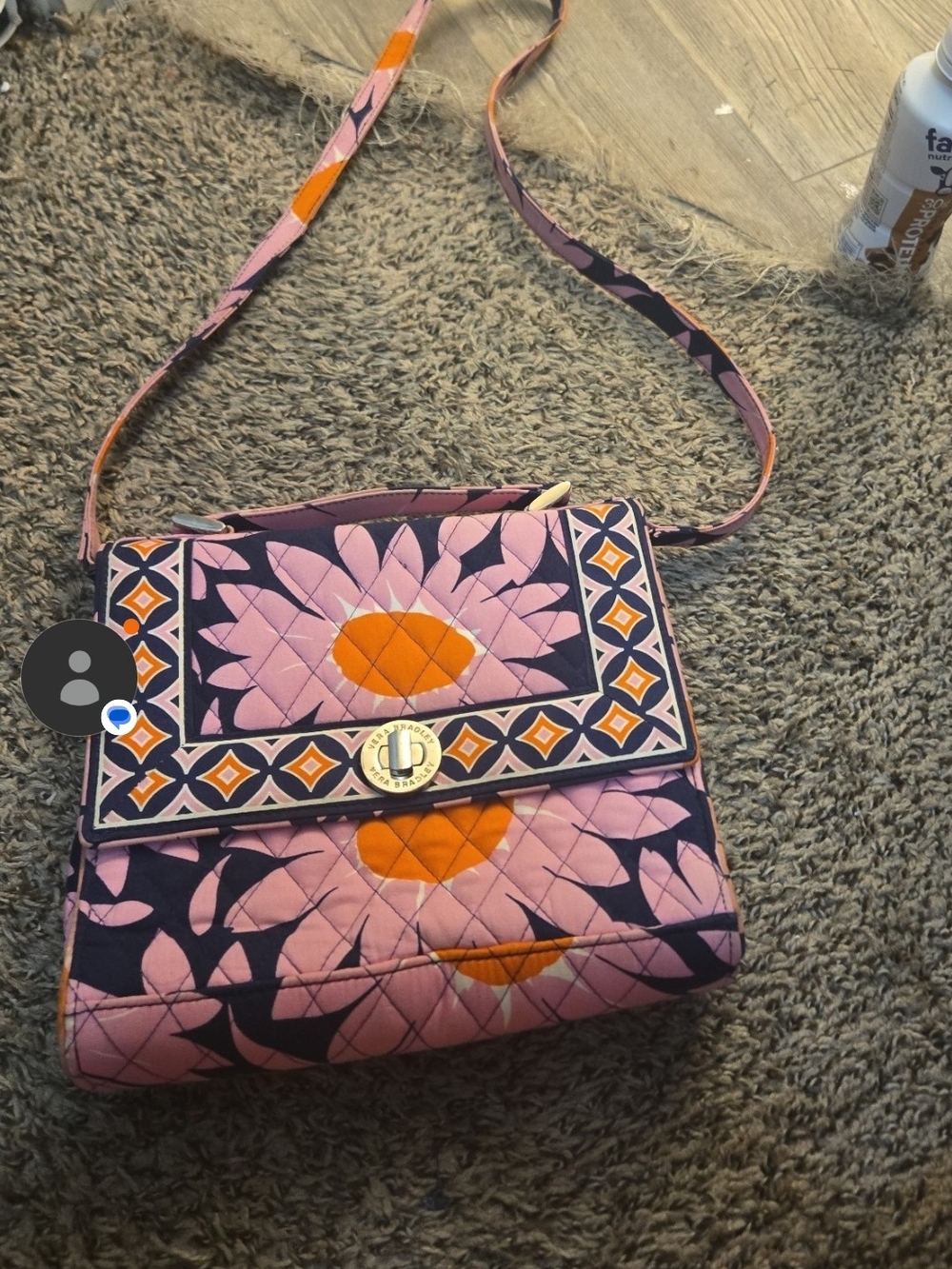 Quilted Floral Crossbody Bag in Pink & Orange
